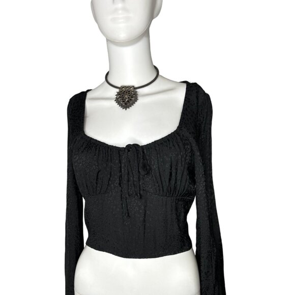 Kirious Los Angeles Tops - KIRIOUS LOS ANGELES WOMEN'S BLACK CROPPED CUTOUT MIDRIFF BLOUSE TOP SZ M